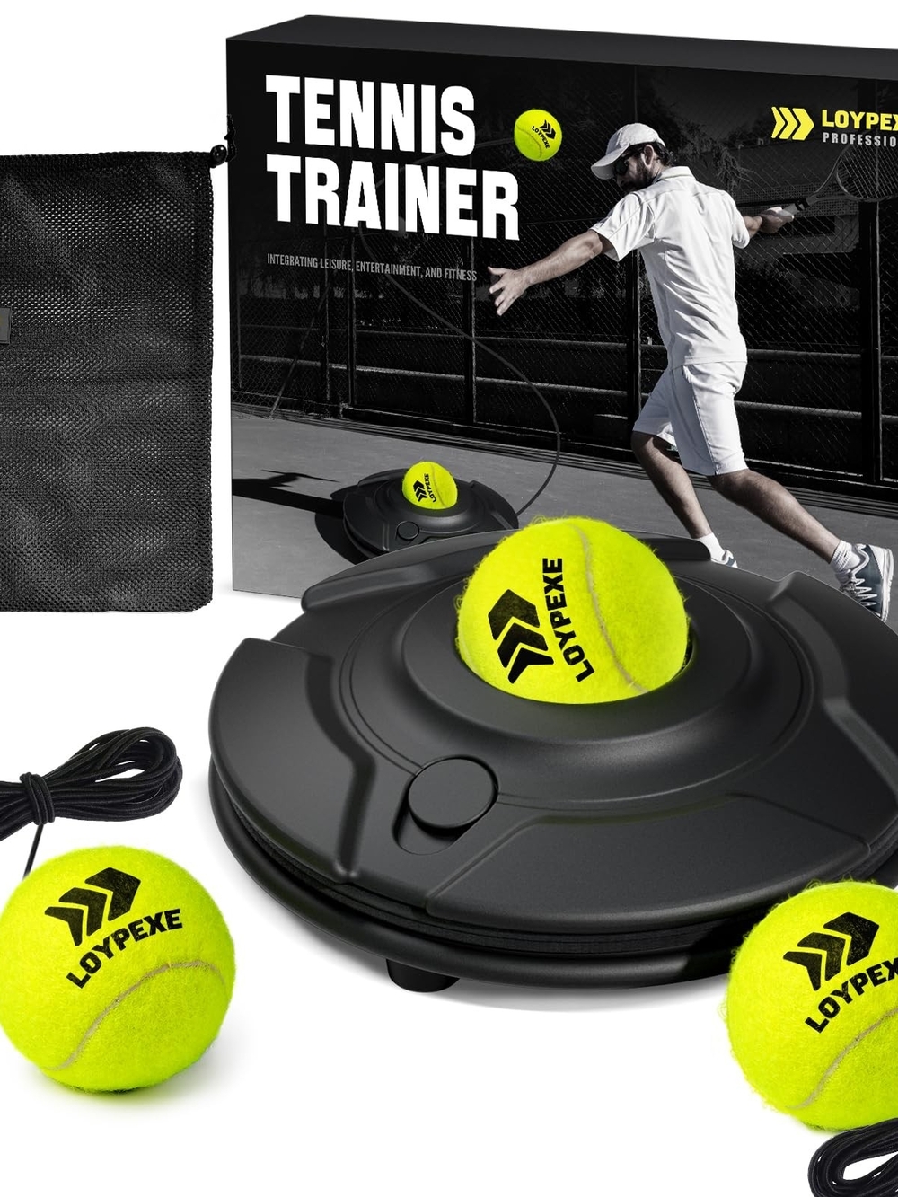 LOYPEXE Tennis Practice Rebounder Tennis Trainer Set